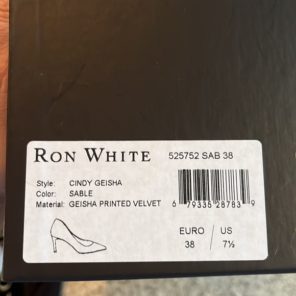 RON WHITE Cindy Geisha Printed Velvet Heels 7.5/EU 38 - Picture 4 of 5